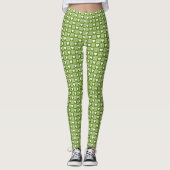Avocado-Grün Gingham-Herz-Patch-Karo Leggings (Vorderseite)
