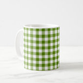 Avocado-Grün Kariert Gingham Retro-Farbe Kaffeetasse (Vorderseite Links)