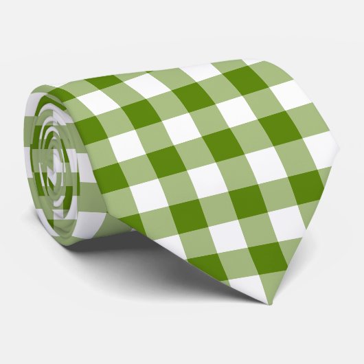 Avocado-Grün Kariert Gingham Retro-Farben Schlips Krawatte (Gerollt)
