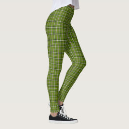 Avocado-Grün kariert im Fensterpaneel-Muster Retro Leggings