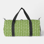 Avocado-Grün kariertes Herz-Patchwork Plaid Duffle Bag (Vorderseite)