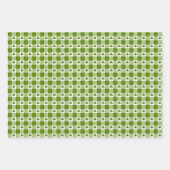 Avocado-Grün Karo Kleeblatt Retro-Farbe Geschenkpapier Set (Vorderseite 2)