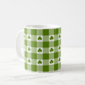 Avocado-Grün Karo Shamrock Kleeblatt Retro-Farbe Kaffeetasse (Vorderseite Links)