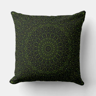 Avocado Grün Mandala mit geometrischer Symmetrie Kissen