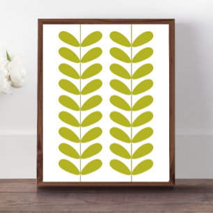 Avocado grüne Blütenknospen Mid Century Modern Poster