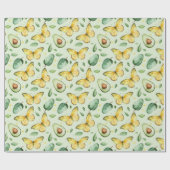 Avocado-Grüne-Schmetterlinge-Geburtstag Geschenkpapier (Flach)