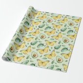 Avocado-Grüne-Schmetterlinge-Geburtstag Geschenkpapier (Ungerollt)