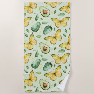 Avocado-Grüne-Schmetterlinge-Geburtstag Strandtuch