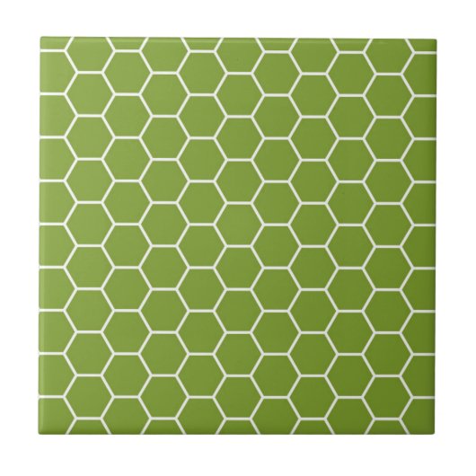 Avocado-grünes Bienenwaben-Hexagon-geometrisches Fliese (Vorderseite)