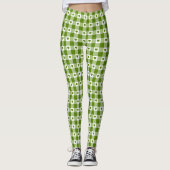 Avocado-Grünes Herz Karo Gingham Retro-Farbe Leggings (Vorderseite)