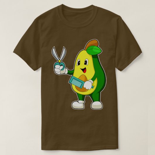 Avocado Hairdresser Schere Comb T-Shirt (Design vorne)