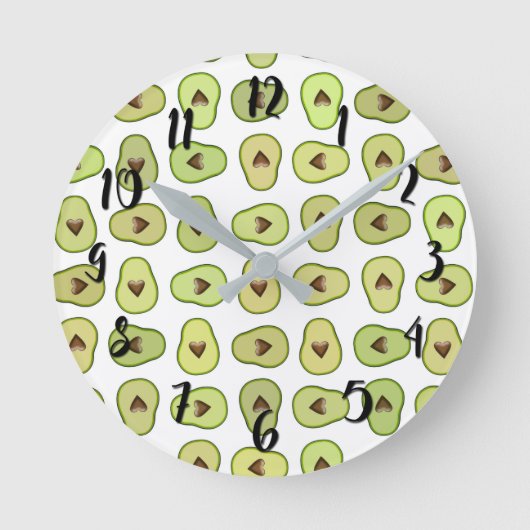 Avocado Heart Fruit Trendy Food Whimsical Cool Runde Wanduhr (Vorderseite)