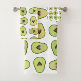 Avocado Heart Healthy Fruit Fun Whimsical Muster Badhandtuch Set