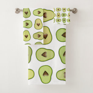Avocado Heart Healthy Fruit Fun Whimsical Muster Badhandtuch Set