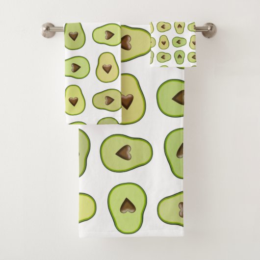 Avocado Heart Healthy Fruit Fun Whimsical Muster Badhandtuch Set (Insitu)