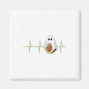 Avocado Heartbeat Halloween Ghost Boocado Veganes  Magnet