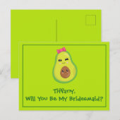 Avocado Hipster Werden Sie meine Bridesmaid Postkarte (Vorne/Hinten)