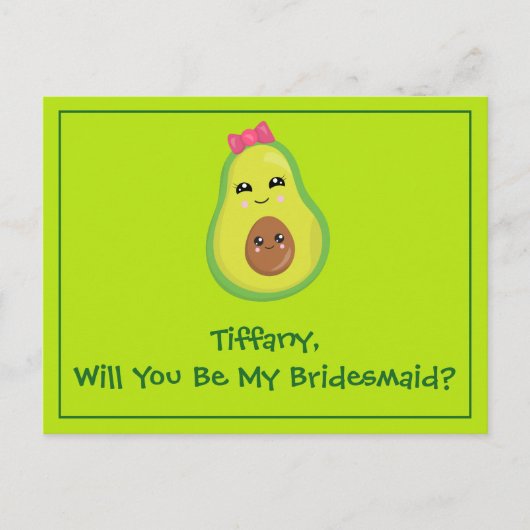 Avocado Hipster Werden Sie meine Bridesmaid Postkarte (Vorderseite)
