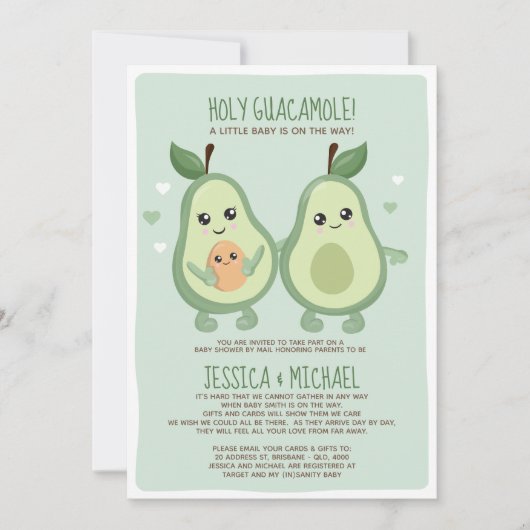 Avocado Holy Guacamole Babydusche von Mail Einladung (Vorderseite)
