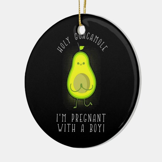 Avocado Ich bin schwanger mit einem Jungen Keramik Ornament (Links)