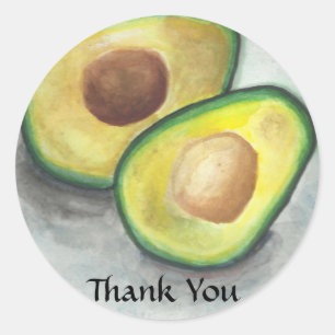 Avocado im Aquarell danken Ihnen Runder Aufkleber
