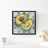 Avocado im Aquarell Quadratische Wanduhr (Zuhause)
