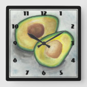 Avocado im Aquarell Quadratische Wanduhr (Vorderseite)
