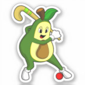 Avocado im Hockey mit Hockeyschläger Aufkleber (Vorderseite)