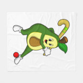 Avocado im Hockey mit Hockeyschläger Fleecedecke (Vorderseite (Horizontal))