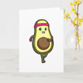 Avocado im Joggen mit Headband Karte (Gelbe Blume)