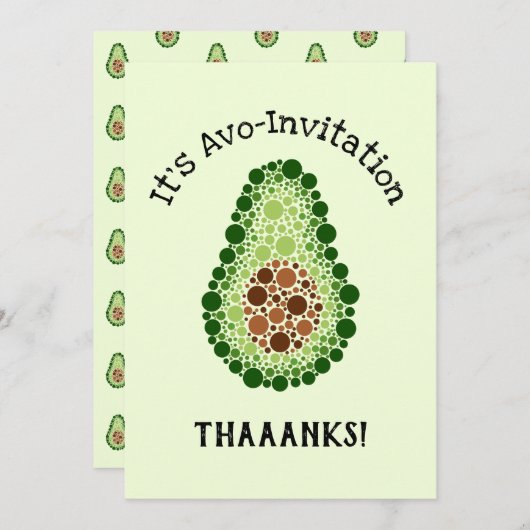 Avocado in Dots Einladung (Vorne/Hinten)