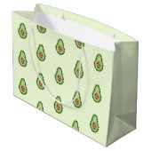Avocado in Dots Große Geschenktüte (Rückseite Schrägansicht)