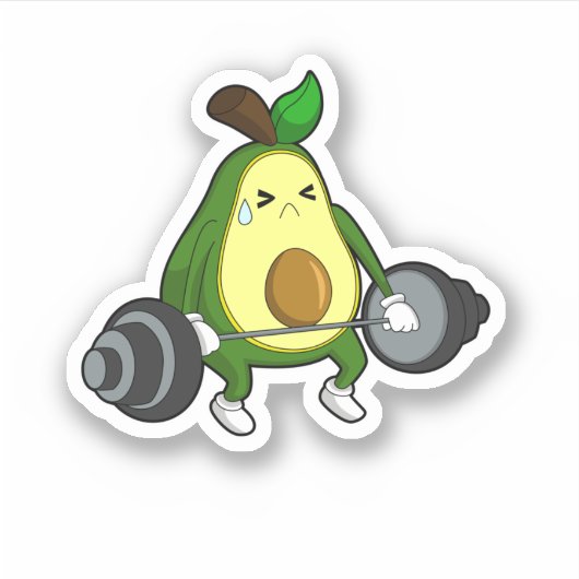 Avocado in Fitness mit Barbell Aufkleber (Vorderseite)