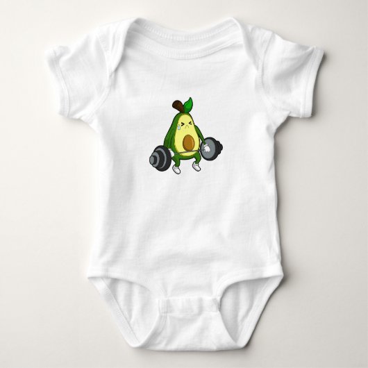 Avocado in Fitness mit Barbell Baby Strampler (Vorderseite)