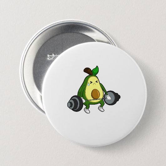 Avocado in Fitness mit Barbell Button (Vorne & Hinten)
