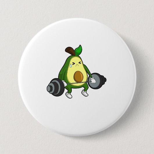 Avocado in Fitness mit Barbell Button (Vorderseite)