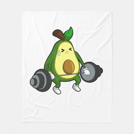 Avocado in Fitness mit Barbell Fleecedecke (Vorderseite)