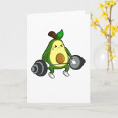 Avocado in Fitness mit Barbell Karte (Gelbe Blume)