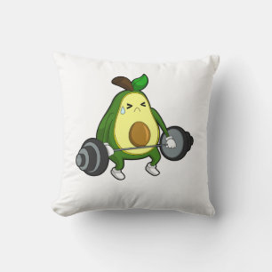 Avocado in Fitness mit Barbell Kissen