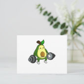 Avocado in Fitness mit Barbell Postkarte (Stehend Vorderseite)