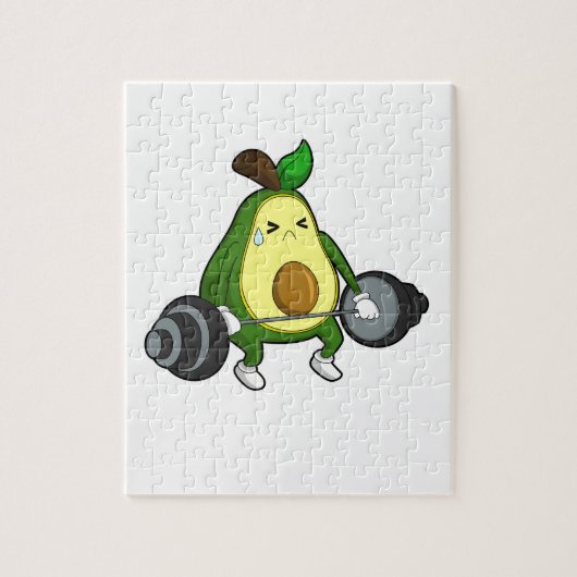 Avocado in Fitness mit Barbell Puzzle (Vertikal)