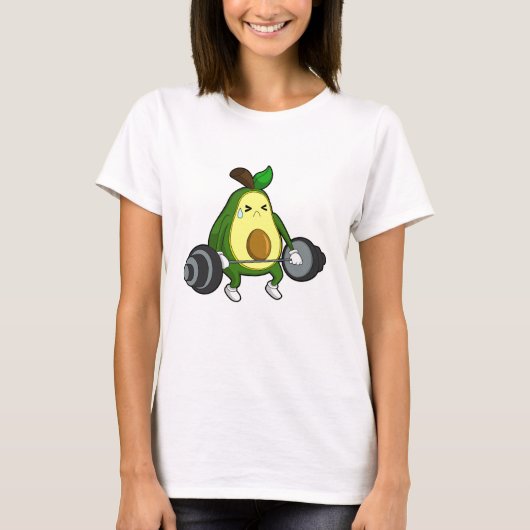 Avocado in Fitness mit Barbell T-Shirt (Vorderseite)