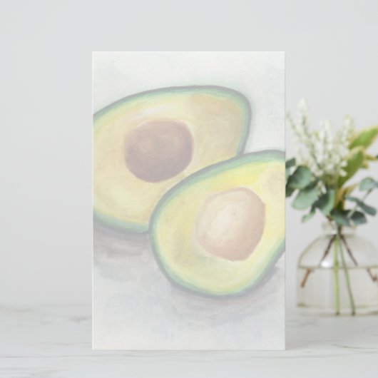 Avocado in Watercolor Briefpapier (Stehend Vorderseite)