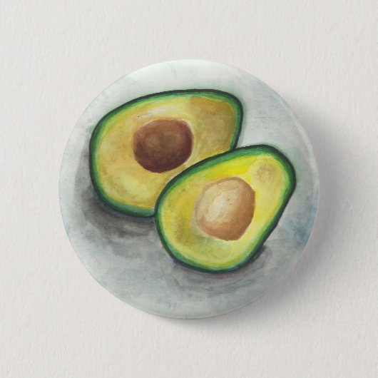 Avocado in Watercolor Button (Vorderseite)