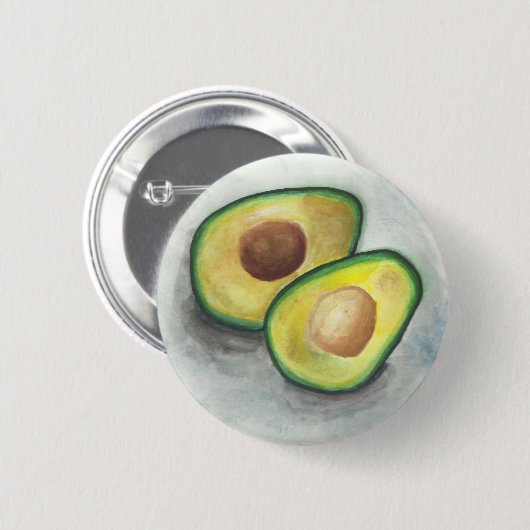 Avocado in Watercolor Button (Vorne & Hinten)