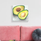 Avocado in Watercolor Leinwanddruck (Insitu (Wohnzimmer))