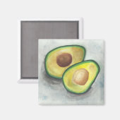 Avocado in Watercolor Magnet (Vorderseite/Rückseite)