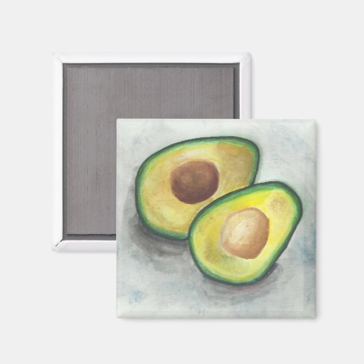 Avocado in Watercolor Magnet (Vorderseite/Rückseite)