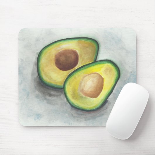 Avocado in Watercolor Mousepad (Mit Mouse)