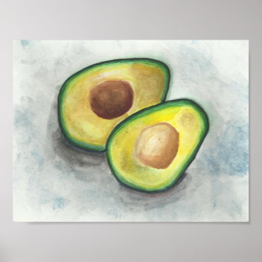 Avocado in Watercolor Poster (Vorne)